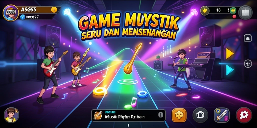 Tampilan antarmuka menarik dari game Musik Rhythm ASG55.