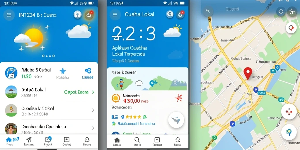 Antarmuka aplikasi Cuaca Lokal yang informatif dan user-friendly.