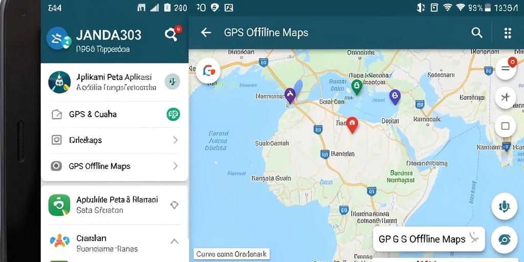 Antarmuka intuitif aplikasi JANDA303 untuk navigasi GPS Offline.