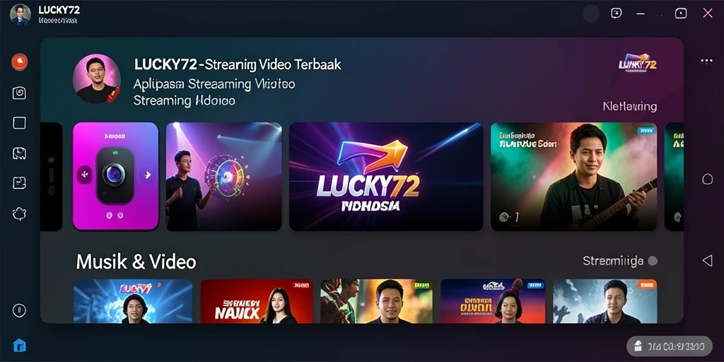 Antarmuka pengguna LUCKY72 saat streaming video.