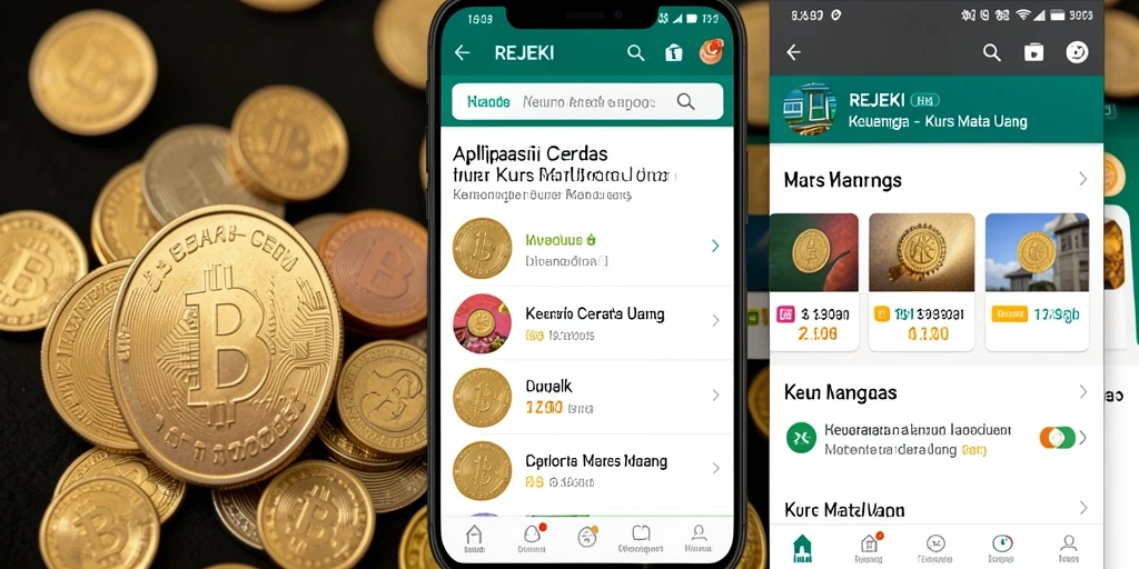 Antarmuka aplikasi REJEKI yang menampilkan kurs mata uang.
