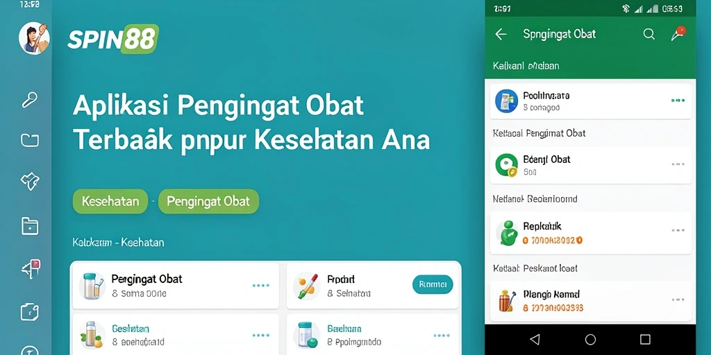 Tampilan antarmuka SPIN88 dengan pengingat obat yang mudah digunakan.