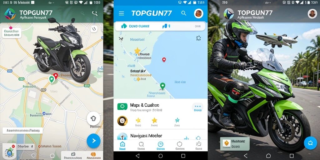 Tampilan antarmuka utama aplikasi Navigasi Motor TOPGUN77.
